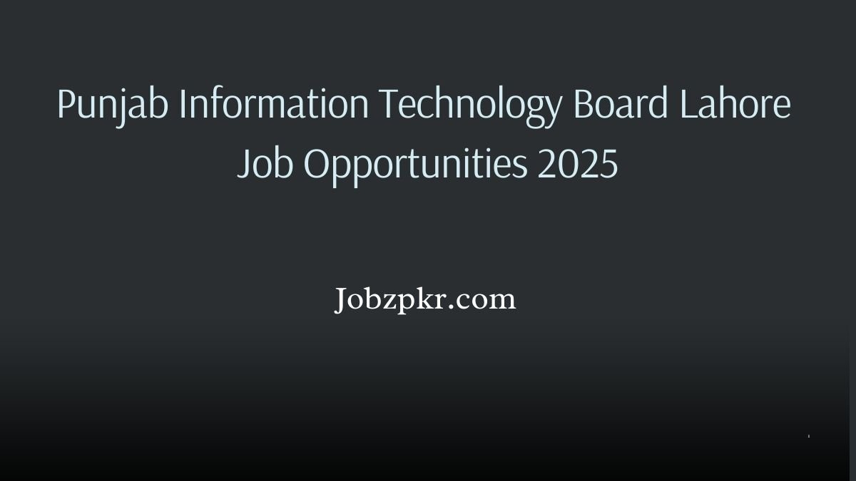 Punjab Information Technology Board Lahore Job Opportunities 2025